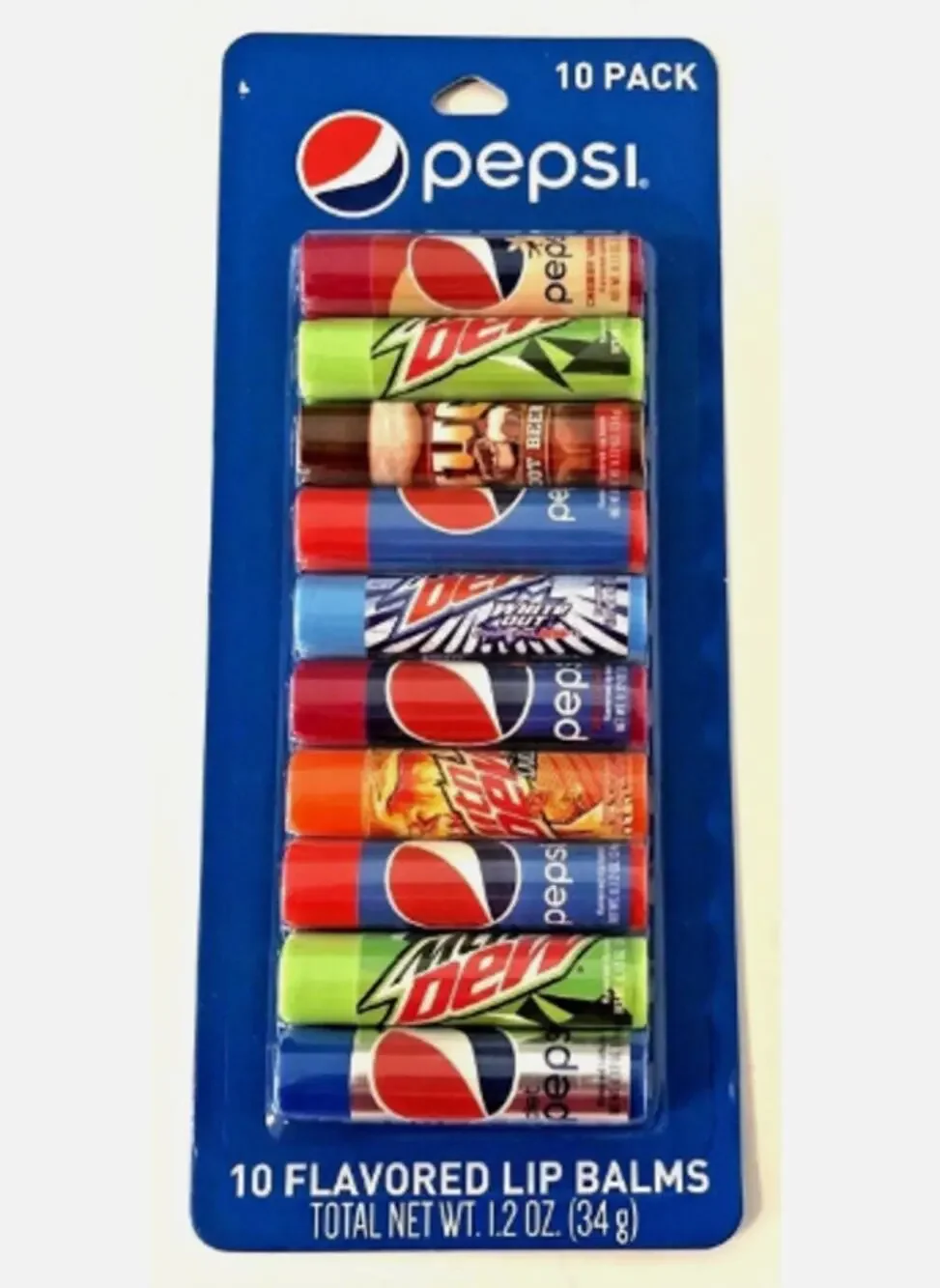 Pepsi & Mountain Dew Flavored Lip Balm Set - 10 Pack Of Soda-Inspired Scents